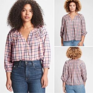 GAP Plaid Blouse in Pink and Blue
